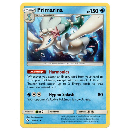 Pokemon - Sun & Moon - Lost Thunder - Primarina - 67/214