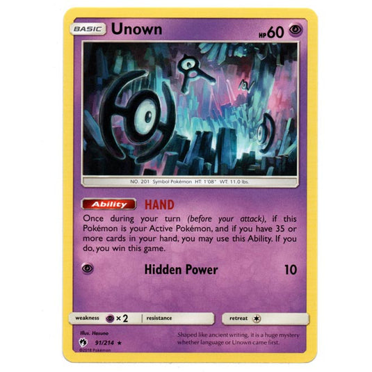 Pokemon - Sun & Moon - Lost Thunder - Unown - 91/214