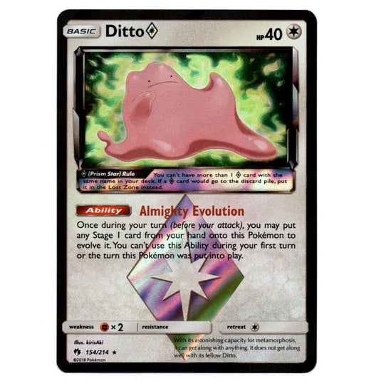 Pokemon - Sun & Moon - Lost Thunder - Ditto (Prism Star) - 154/214