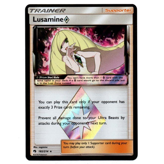 Pokemon - Sun & Moon - Lost Thunder - Lusamine (Prism Star) - 182/214