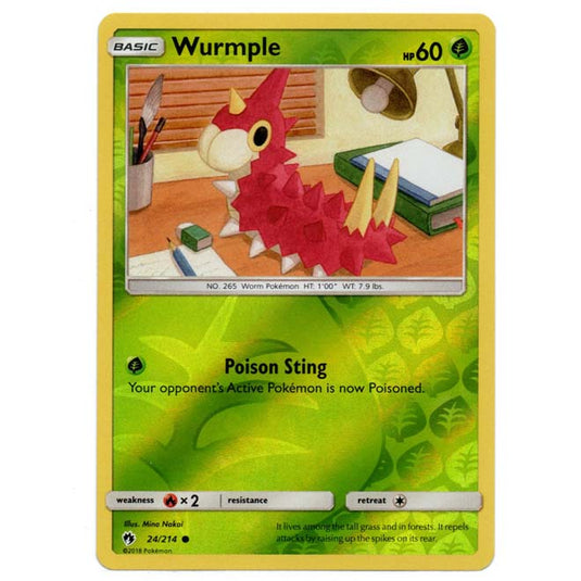 Pokemon - Sun & Moon - Lost Thunder - (Reverse Holo) - Wurmple - 24/214