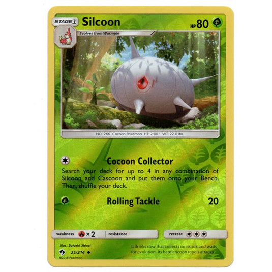 Pokemon - Sun & Moon - Lost Thunder - (Reverse Holo) - Silcoon - 25/214