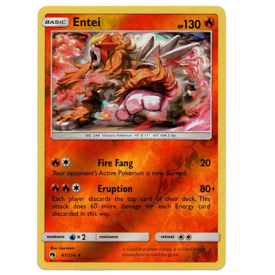 Pokemon - Sun & Moon - Lost Thunder - (Reverse Holo) - Entei - 47/214