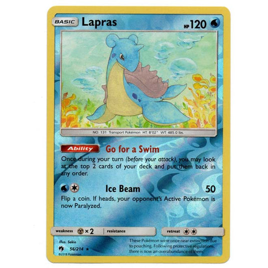 Pokemon - Sun & Moon - Lost Thunder - (Reverse Holo) - Lapras - 56/214