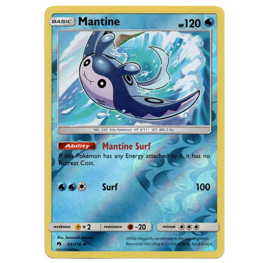 Pokemon - Sun & Moon - Lost Thunder - (Reverse Holo) - Mantine - 58/214