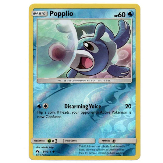 Pokemon - Sun & Moon - Lost Thunder - (Reverse Holo) - Popplio - 64/214