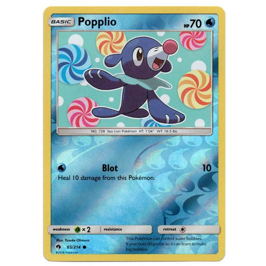 Pokemon - Sun & Moon - Lost Thunder - (Reverse Holo) - Popplio - 65/214