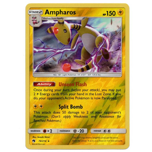 Pokemon - Sun & Moon - Lost Thunder - (Reverse Holo) - Ampharos - 78/214