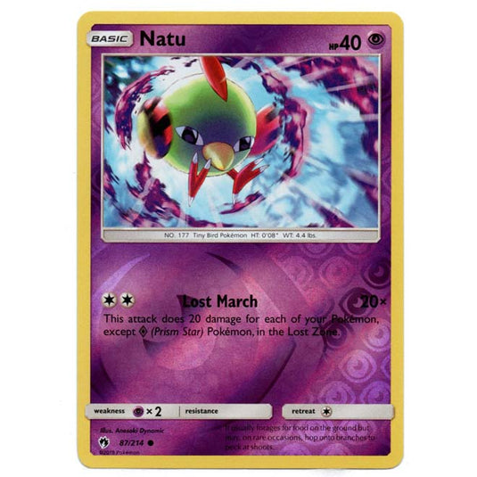 Pokemon - Sun & Moon - Lost Thunder - (Reverse Holo) - Natu - 87/214