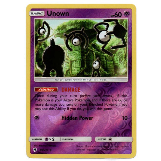 Pokemon - Sun & Moon - Lost Thunder - (Reverse Holo) - Unown - 90/214