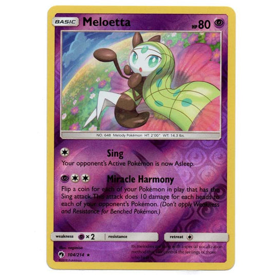 Pokemon - Sun & Moon - Lost Thunder - (Reverse Holo) - Meloetta - 104/214