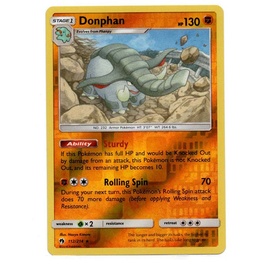 Pokemon - Sun & Moon - Lost Thunder - (Reverse Holo) - Donphan - 112/214