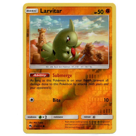 Pokemon - Sun & Moon - Lost Thunder - (Reverse Holo) - Larvitar - 114/214