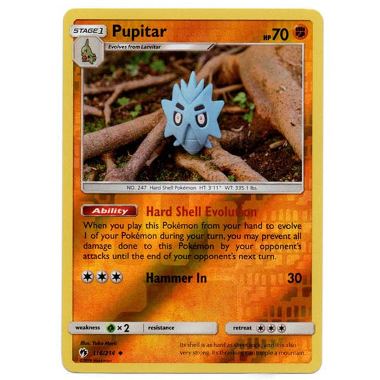 Pokemon - Sun & Moon - Lost Thunder - (Reverse Holo) - Pupitar - 116/214