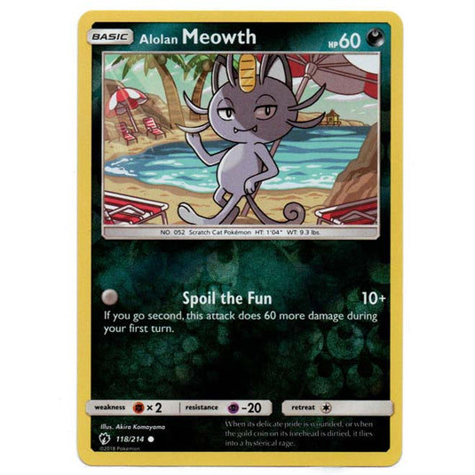 Pokemon - Sun & Moon - Lost Thunder - (Reverse Holo) - Alolan Meowth - 118/214