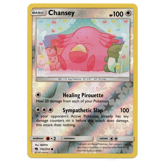 Pokemon - Sun & Moon - Lost Thunder - (Reverse Holo) - Chansey - 152/2 Pokemon - Sun & Moon - Lost Thunder - (Reverse Holo) - Chansey - 152/2