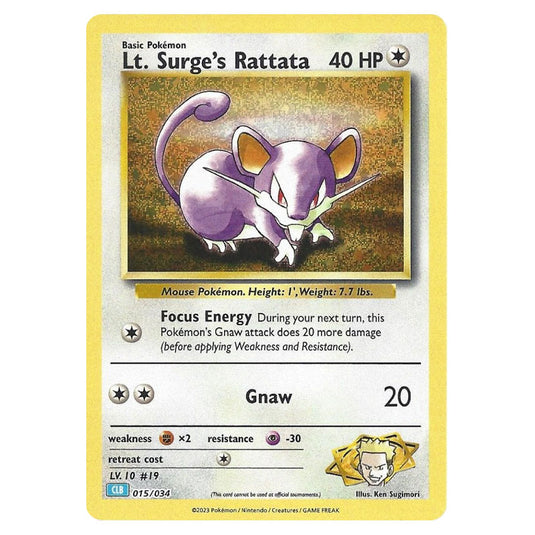 Pokemon - TCG Classic  - Lt. Surge's Rattata -  CLB 015/034