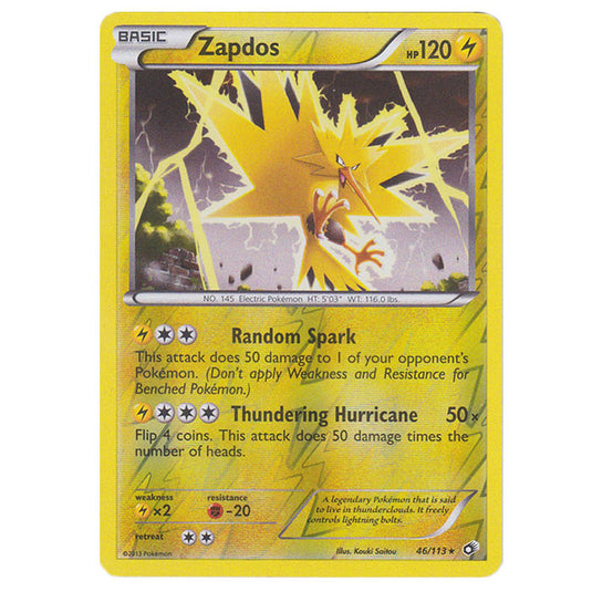 Pokemon - Black & White - Legendary Treasures - (Reverse Holo) Zapdos - 46/113