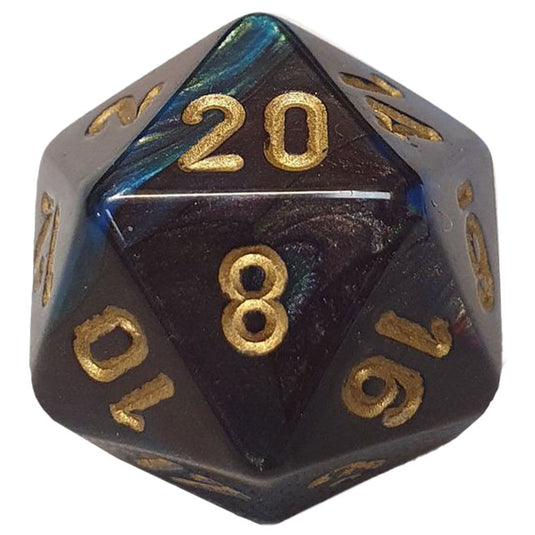 Chessex - Signature 16mm D20 - Lustrous Shadow with Gold