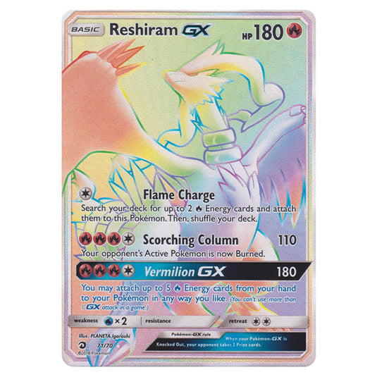 Pokemon - Sun & Moon - Dragon Majesty - Reshiram-GX (Rainbow Rare) - 71/70