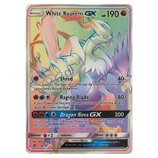 Pokemon - Sun & Moon - Dragon Majesty - White Kyurem-GX (Rainbow Rare) - 74/70