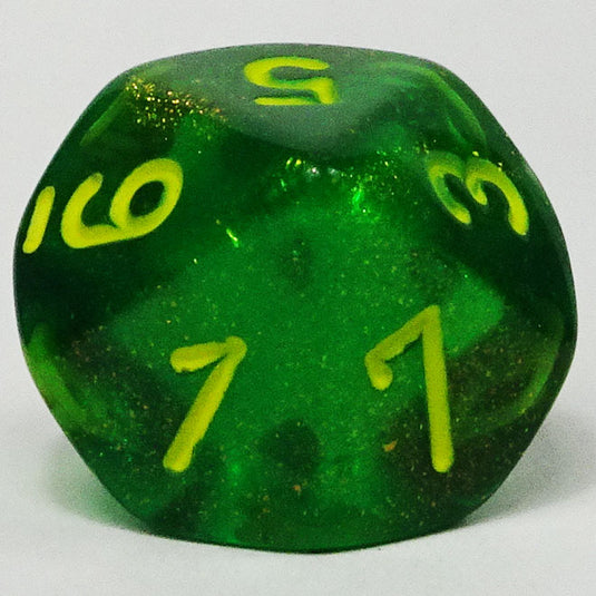 Chessex - Signature 16mm D10 - Borealis - Maple Green with Yellow