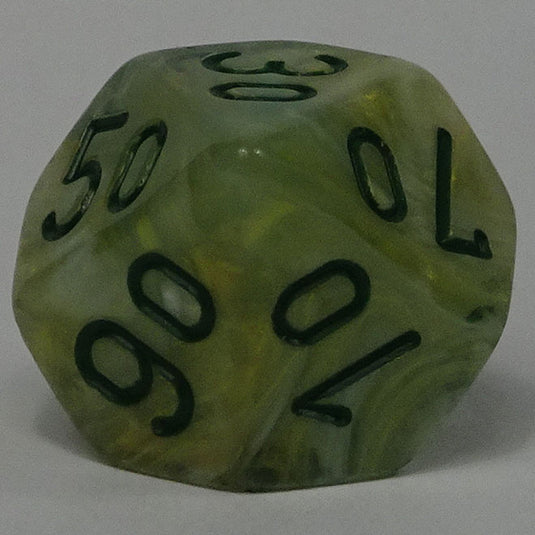 Chessex - Signature 16mm D10/100 -  Marble - Green with Dark Green