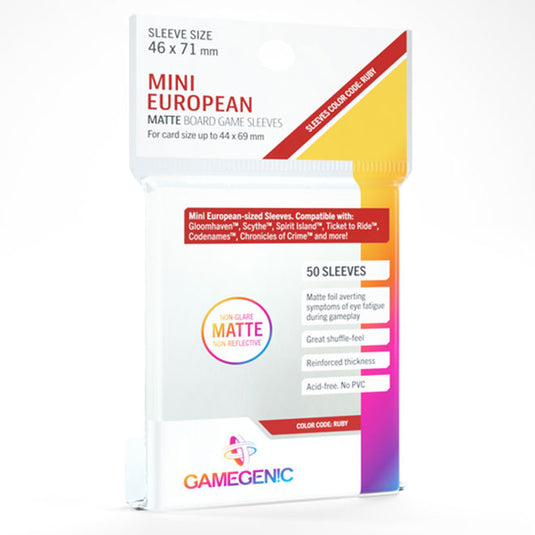 Gamegenic - MATTE Mini European-Sized Board game Sleeves 46 x 71 mm - Clear (50 Sleeves)