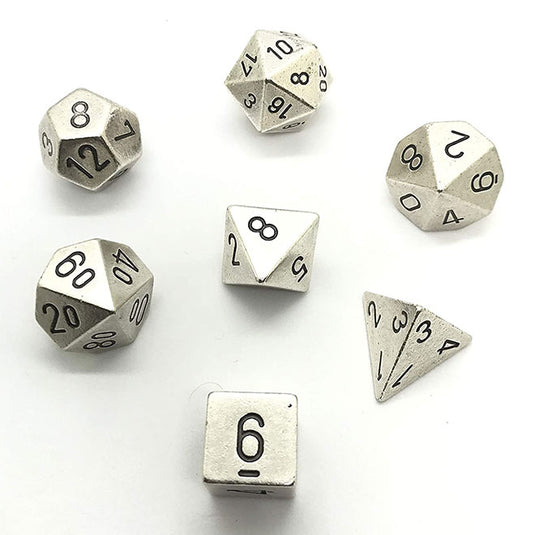 Chessex - Specialty Dice Sets - Solid Metal 7 dice set - Silver