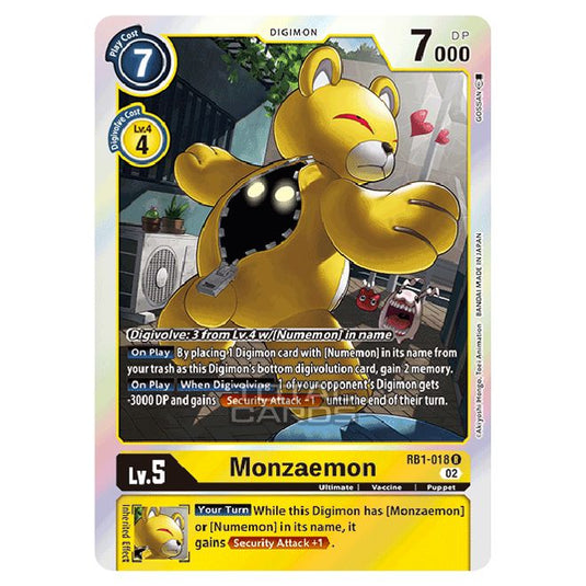 Digimon Card Game - RB-01: Resurgence Booster - Monzaemon - (Rare) - RB1-018