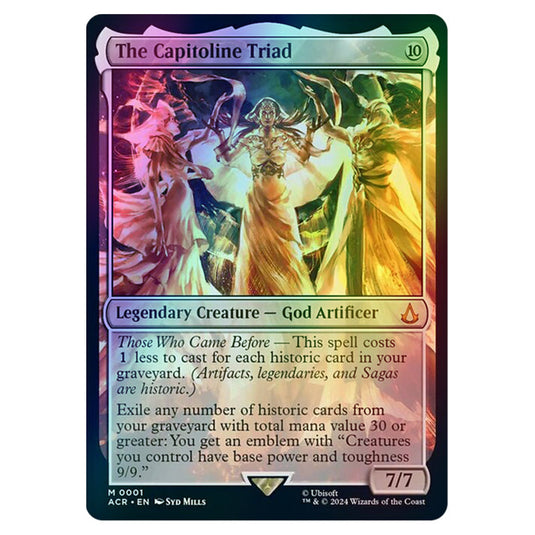 The Capitoline Triad 0001 card from the Magic The Gathering set Universes Beyond - Assassin's Creed