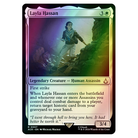 Layla Hassan 0007 card from the Magic The Gathering set Universes Beyond - Assassin's Creed