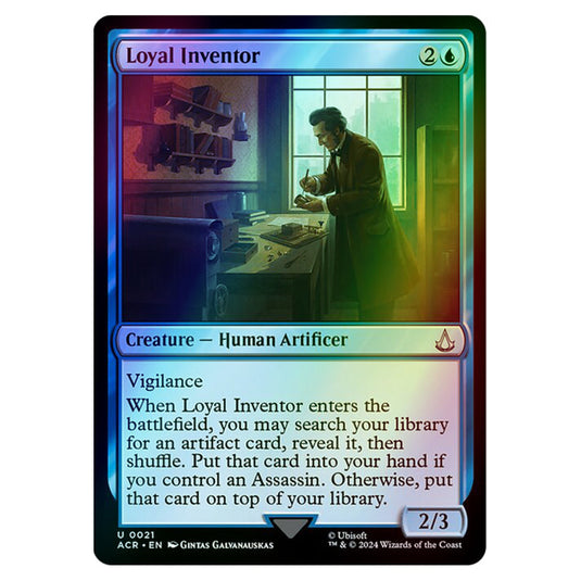 Loyal Inventor 0021 card from the Magic The Gathering set Universes Beyond - Assassin's Creed