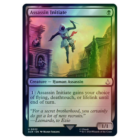 Assassin Initiate 0022 card from the Magic The Gathering set Universes Beyond - Assassin's Creed