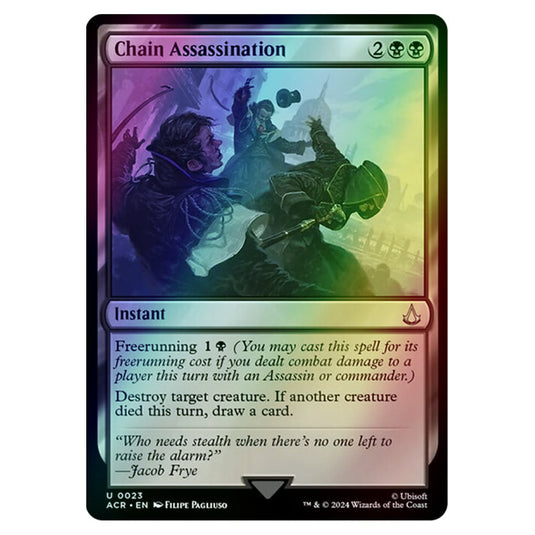 Chain Assassination 0023 card from the Magic The Gathering set Universes Beyond - Assassin's Creed