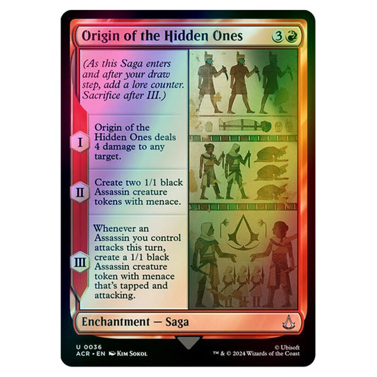 Origin of the Hidden Ones 0036 card from the Magic The Gathering set Universes Beyond - Assassin's Creed