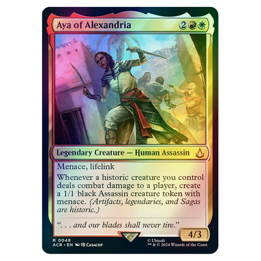 Aya of Alexandria 0048 card from the Magic The Gathering set Universes Beyond - Assassin's Creed