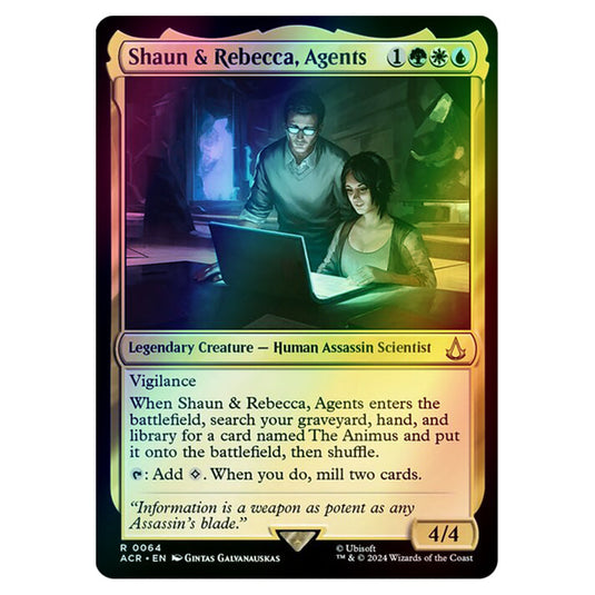 Shaun & Rebecca, Agents 0064 card from the Magic The Gathering set Universes Beyond - Assassin's Creed