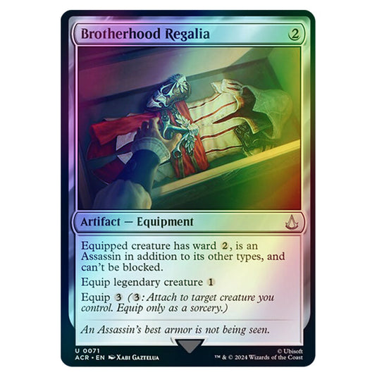 Brotherhood Regalia 0071 card from the Magic The Gathering set Universes Beyond - Assassin's Creed