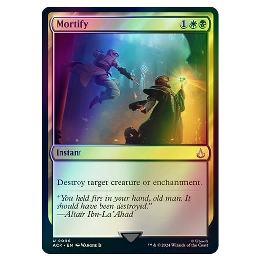 Mortify 0096 card from the Magic The Gathering set Universes Beyond - Assassin's Creed