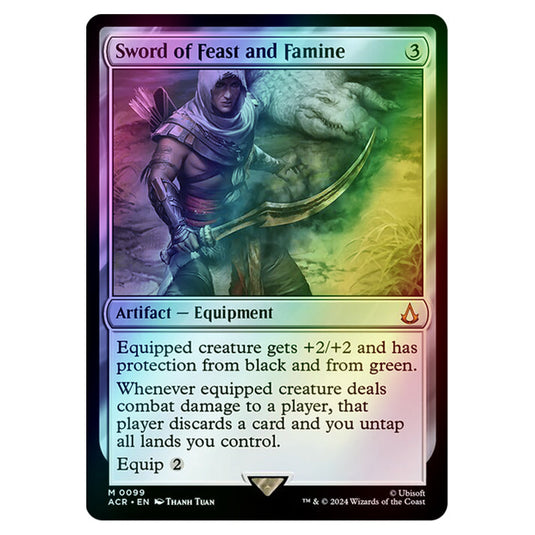 Sword of Feast and Famine 0099 card from the Magic The Gathering set Universes Beyond - Assassin's Creed