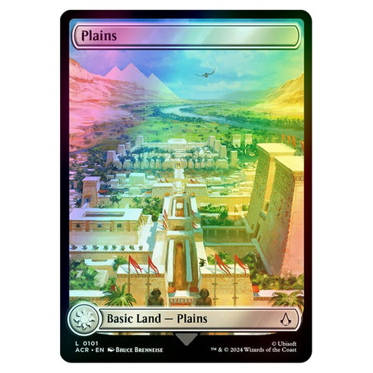 Plains 0101 card from the Magic The Gathering set Universes Beyond - Assassin's Creed