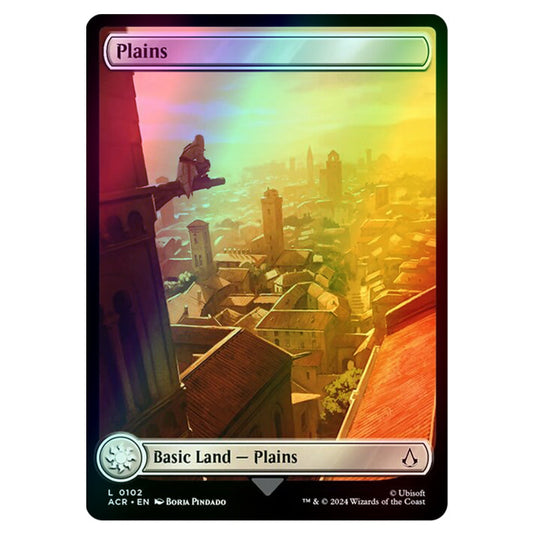 Plains 0102 card from the Magic The Gathering set Universes Beyond - Assassin's Creed