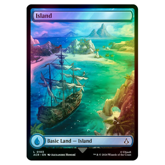 Island 0103 card from the Magic The Gathering set Universes Beyond - Assassin's Creed