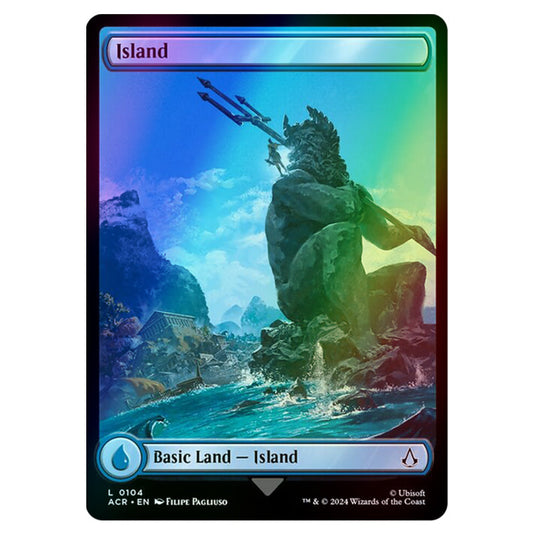 Island 0104 card from the Magic The Gathering set Universes Beyond - Assassin's Creed