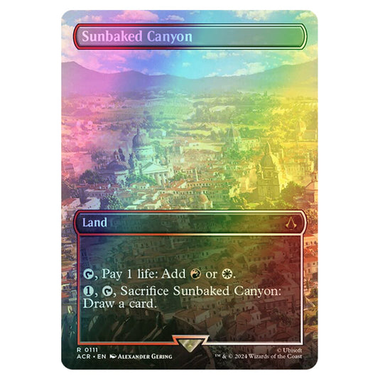 Sunbaked Canyon 0111 card from the Magic The Gathering set Universes Beyond - Assassin's Creed