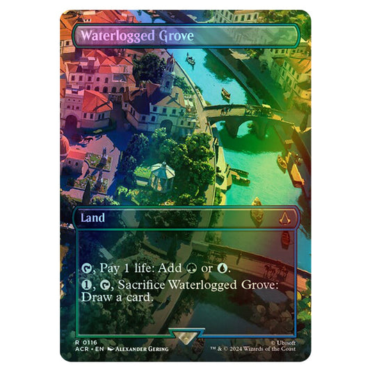 Waterlogged Grove 0116 card from the Magic The Gathering set Universes Beyond - Assassin's Creed