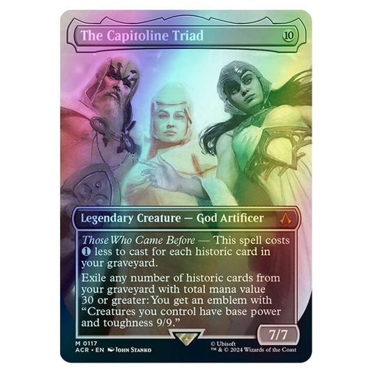 The Capitoline Triad 0117 card from the Magic The Gathering set Universes Beyond - Assassin's Creed