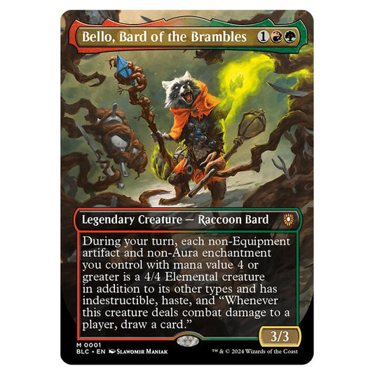 Bello, Bard of the Brambles 0001 card from the Magic The Gathering set Bloomburrow Commander