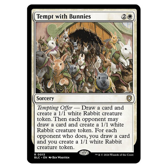 Tempt with Bunnies 0013 card from the Magic The Gathering set Bloomburrow Commander